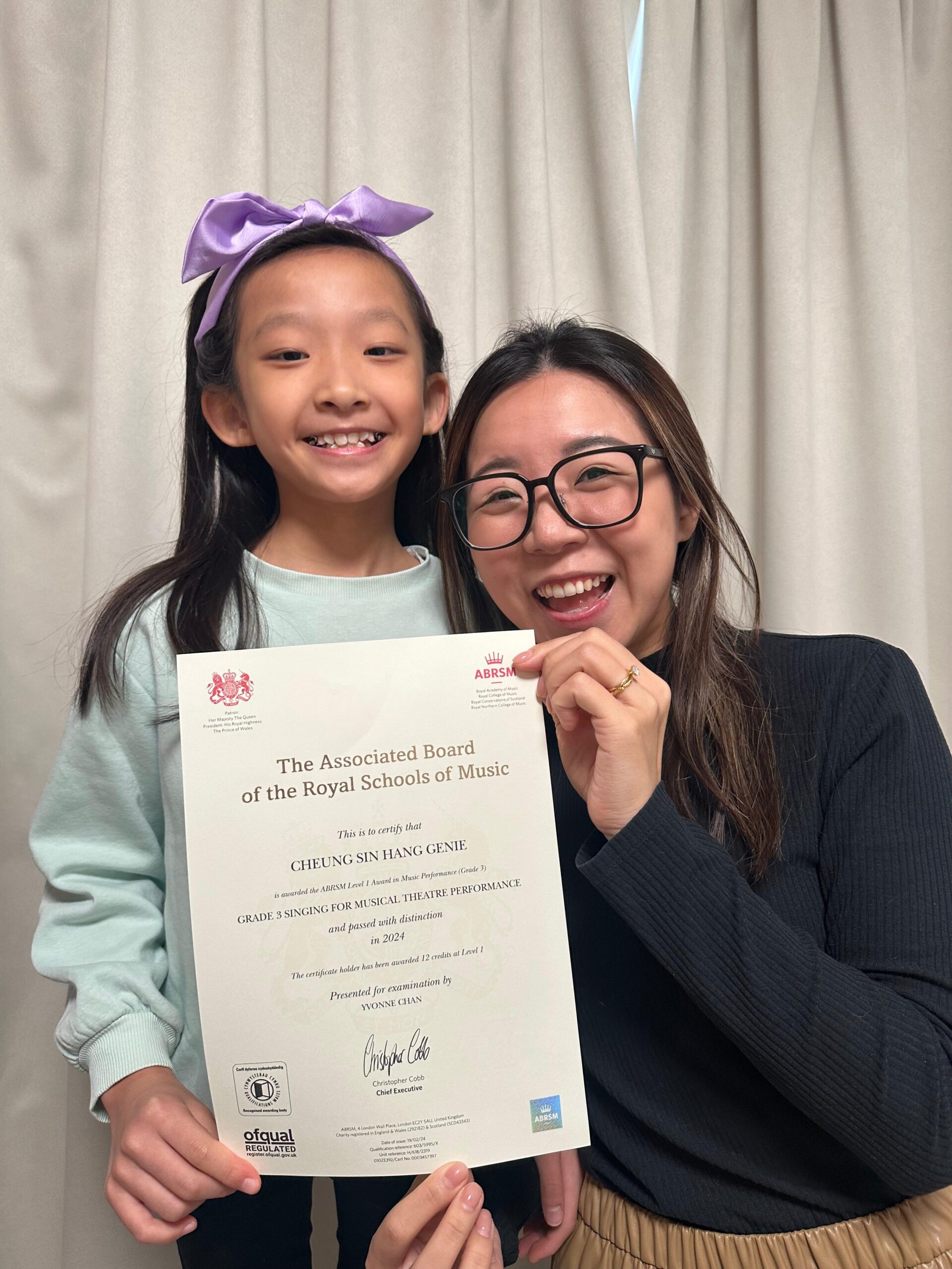 Genie Cheung, Grade 3 Distinction